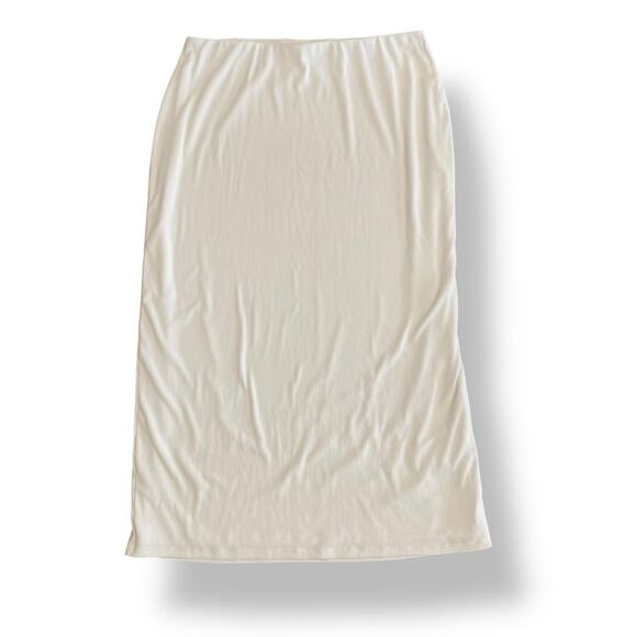 Abercrombie & Fitch Women’s White Ribbed Elastic Waist‎ Maxi Skirt Size XL Boho - Picture 1 of 8